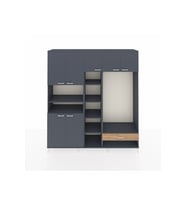 Hyperion Dolap 11 Raflı Tek Çekmeceli 7 Kapaklı 220x44x243 Antrasit-Antrasit/Çam