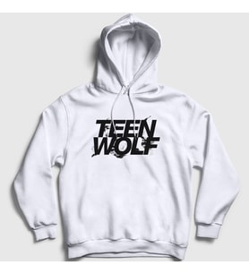 Presmono Unisex Beyaz Logo Dizi Teen Wolf Kapüşonlu Sweatshirt 336311tt