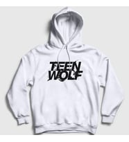 Presmono Unisex Beyaz Logo Dizi Teen Wolf Kapüşonlu Sweatshirt 336311tt