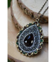 STONEAGE JEWELLERY Bordo Kristal Taşlı Bayan Kolye