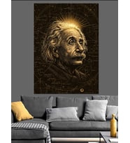 Albert Einstein Portre Dekoratif Kanvas - Mdf Ahşap Tablo