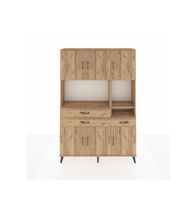 Arges Gardrop 9 Raflı 3 Çekmeceli 6 Kapaklı 132x30x195 Çam-Çam