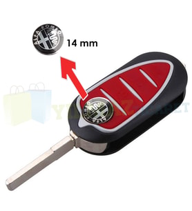 Alfa Romeo Kumanda Anahtarlık Logo Amblem Metal 3M 1 Adet 14 mm ANAHTARLIK DEĞİLDİR (Siyah)