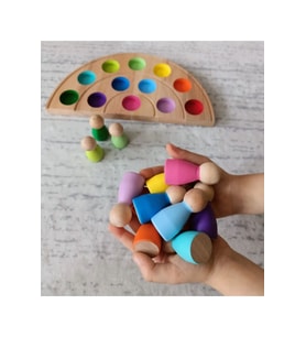 Moccotoys Peg Bebek Ve Gökkuşağı Tabla Eşleştirme 12'lii Insan Figürleri (waldorf)