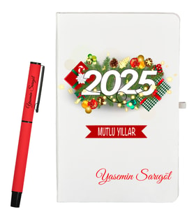 Arkadaşa Hediye Yeni Yıl Hediyesi Kişiye Özel Defter ve Roller Kalem Seti