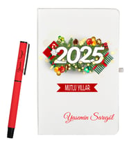 Arkadaşa Hediye Yeni Yıl Hediyesi Kişiye Özel Defter ve Roller Kalem Seti