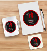 BK Gift Kişiye Özel İsimli Öğretmenler Günü Tasarımlı Beyaz Defter, Tükenmez Kalem, Kupa ve Bardak Altlığı Hediye Seti- 13, Öğretmene Hediye, Öğretmenler Günü