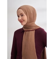 Müslin Biyeli Şal  -90 x 200- 3352-01 (Vizon)