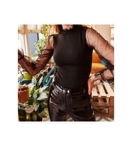 Kadın Kolları Tül Detaylı örme Krep Kumaş Bluz