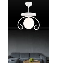 Tekli  Beyaz Kelebek Beyaz Glop Camlı  Modern  Avize