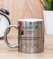 Kişiye Özel Twitter Tasarım Fotoğraflı Silver Kupa Bardak