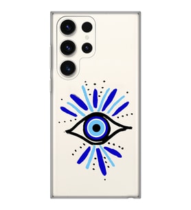 Samsung Galaxy S23 ULTRA Uyumlu Nazar Göz Desenli Şeffaf Telefon Kılıfı