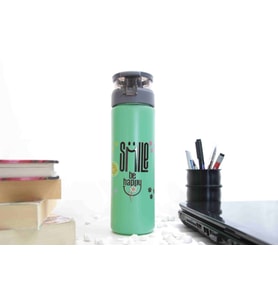 Smile Be Happy Temalı - Renkli Baskılı Cam Suluk & Termos - 550 ml