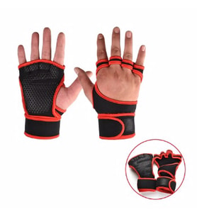 1 Çift Halter Eğitim Eldivenleri Erkek Kadın Fitness Spor Vücut Geliştirme Jimnastik Eldiveni (Kırmızı)