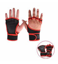 1 Çift Halter Eğitim Eldivenleri Erkek Kadın Fitness Spor Vücut Geliştirme Jimnastik Eldiveni (Kırmızı)
