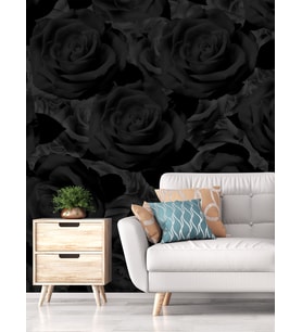 Dreamwall Siyah Güller Desenli Silinebilir Sağlıklı Tekstil Duvar Kağıdı