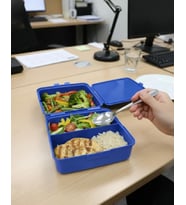 3 Bölmeli Lunch Box, Ofis ve Piknik Kullanımına Uygun Şık Saklama Kabı, Turuncu (Yeşil)