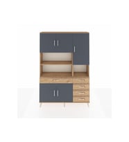 Arges Dolap 9 Raflı 5 Çekmeceli 5 Kapaklı 132x30x195 Çam-Antrasit/Çam