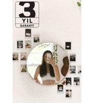 Evcazım Yuvarlak Dekoratif Duvar Makyaj Aynası Çerçevesiz Rodajlı 30 cm