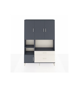 Arges Dolap 7 Raflı 2 Çekmeceli 5 Kapaklı 132x30x195 Antrasit-Antrasit/Aytaşı