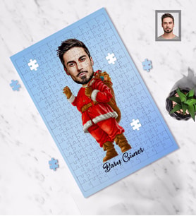 Kişiye Özel Yılbaşı Erkek Karikatürlü A4 99 Parça Puzzle Model-14