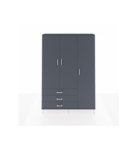Arges Gardrop 6 Raflı 3 Çekmeceli Tek Askılı 132x30x195 Antrasit-Antrasit