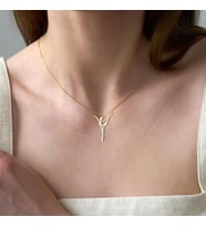 Kişiye Özel 925 Ayar Gümüş Tasarım Balerin Figürlü Kolye (Gold)