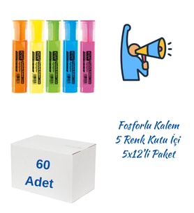 Kraf Fosforlu Kalem 330-5 5 Li 12 Adet