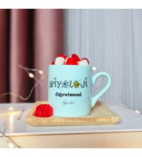 Biyoloji Öğretmeni Tasarımlı Kişiye Özel Yeşil Türk Kahvesi Fincanı