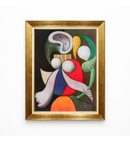Tablore Altın Varak Çerçeveli Kübik Soyut Kadın Figürlü Modern Sanat Salon Tablosu