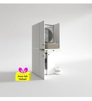 Kenzlife çamaşır-kurutma makinesi dolabı el kindi byz 187*070*60 çekmeceli kapaklı + tekli duvar rafı hediye (Beyaz)