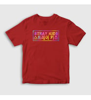 Presmono Unisex Çocuk Kırmızı Colors Stray Kids T-Shirt 396612tt (Kırmızı)