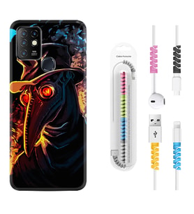 INFINIX Hot 8 9 10 11S Hot 10 Play 10T Kılıf Kablo Koruma Spiral Silikon Karga 1616