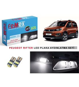 Peugeot Rifter LED Plaka Aydınlatma Ampul Seti FEMEX Parlak Beyaz