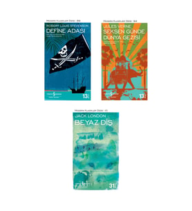 Seksen Günde Dünya Gezisi + Beyaz Diş + Define Adası- 3 Kitap Set - Iş Bankası Özel Set Seksen Günde