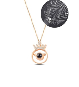 Zirkon Taşlı Rose 100 Dilde Seni Seviyorum Model 2 Bayan Gümüş Kolye GKL100DLSS2-ROS