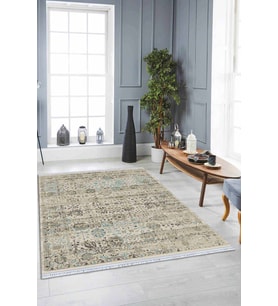 Mavi Vintage Dokuma Pamuk Tabanlı Kaymaz Kilim KLM149