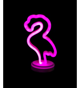 Neon Işıklı Flamingo Yazılı Masa Gece Lambası Pil+Usb