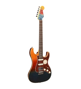 Guson SuperStrat HSS Elektro Gitar Quilted Orange Blue Burst