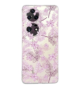 Huawei P50 Pro Uyumlu Kapak Floral Pudra Tasarımlı Şeffaf Silikon Kılıf