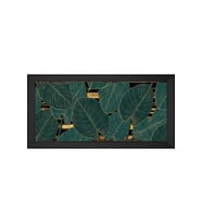 Yeşil Yapraklar Soyut Motifli Kanvas Tablo 80 x 110 cm Siyah Çerçeve