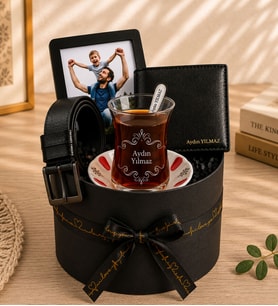 Kişiye Özel Fotoğraflı Çerçeve,Kemer,Cüzdan Ve Çay Bardağı Seti