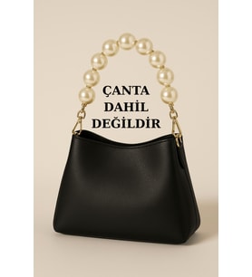 Model 1 İncili Çanta Sapı - Gold Detay Taşlı - 40 cm- Çanta Aksesuarı -Çanta Askısı - (çanta yoktur
