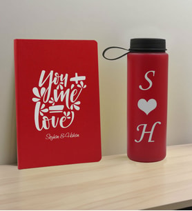BK Gift Sevgiliye Özel İsimli Kırmızı Defter ve Cam Matara Hediye Seti-11, Sevgiliye Hediye, Sevgililer Günü, Yeni İş Hediyesi