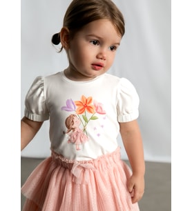 Mayoral Kız Bebek Baskılı Tshirt Krem