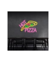 HOT PİZZA Yazılı ve Pizza Şekilli Neon Tabela