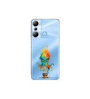 Infinix Hot 20i ile uyumlu Splash ahtapot tasarımlı şeffaf silikon kılıf