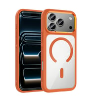 Apple iPhone 17 Pro Max Uyumlu Kılıf M-Safe Şarj Özellikli Metal Kamera Çerçeveli Zore Tiko Kapak (Turuncu)