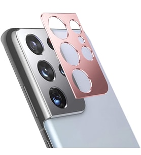 SM Galaxy S21 Ultra 3D Metal Kamera Koruyucu Metal Lens (Rose)