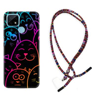 Realme C11 C21 C21Y C25Y C11 2021 Kılıf Boyun Asklı Rasta Silikon Neon Cats 1790